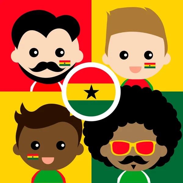 Group of happy Ghana supporters — Stock Vector