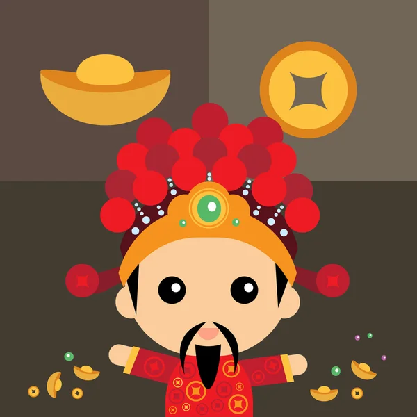 Chinese God of wealth — Stock Vector