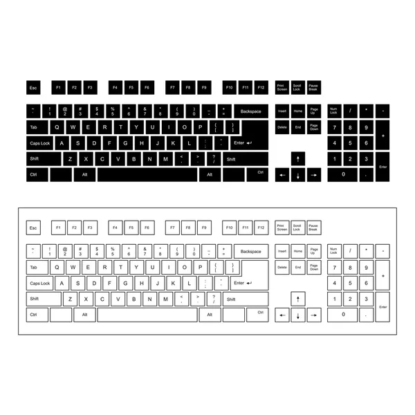 Computer keyboard black and white — Stock Vector