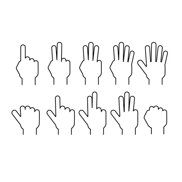 Набор пальцев с числами — стоковый вектор