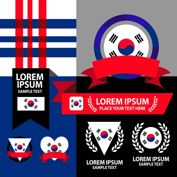 Conjunto de emblemas y patrones de Corea — Vector de stock