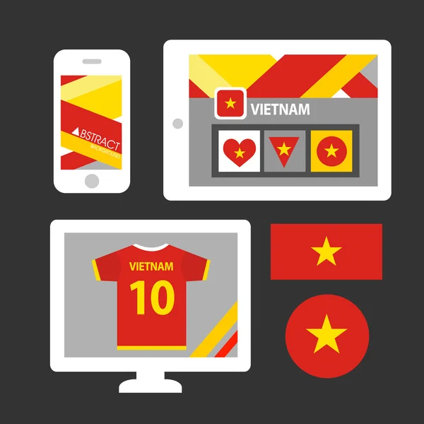 Set of Vietnam flag, emblem — Stock Vector