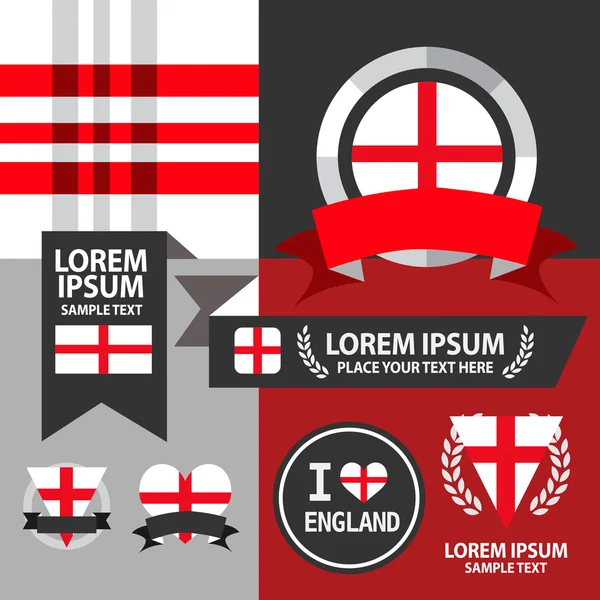 Set of England flag and pattern background. — Stock Vector