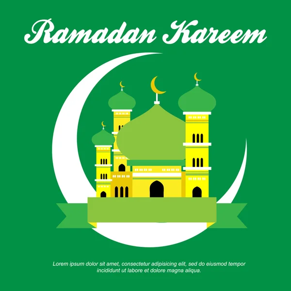 Piękna ilustracja kolor zielony Meczet — Wektor stockowy