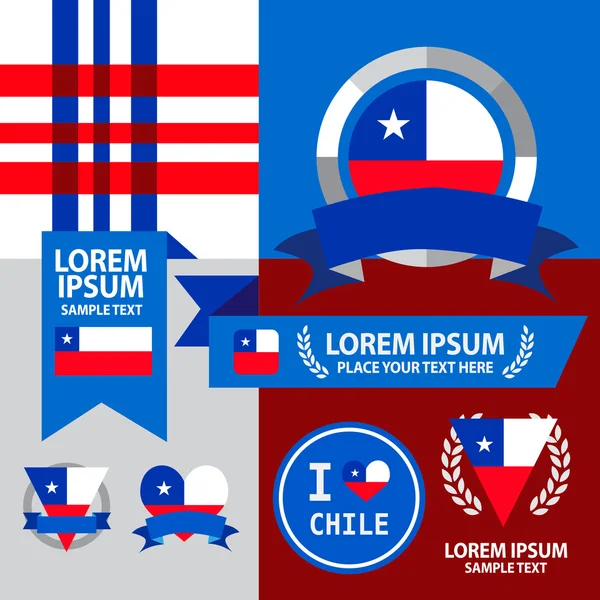 Conjunto de bandeira, emblema e padrão do Chile —  Vetores de Stock