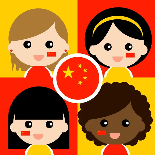Grupa zwolenników szczęśliwy Chiny — Wektor stockowy