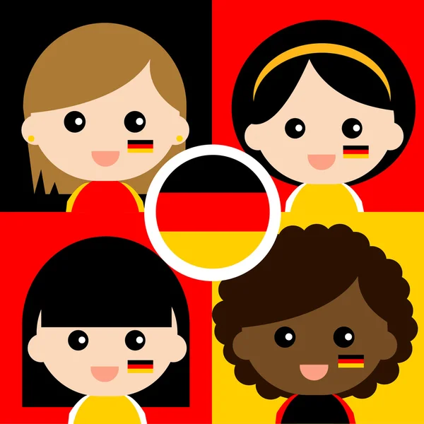 Group of happy German supporters — Stock Vector