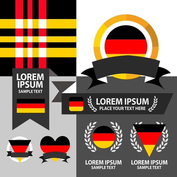 Almanya bayrağı ve desen arka plan kümesi. — Stok Vektör