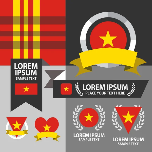 Küme Vietnam bayrağı amblemi — Stok Vektör
