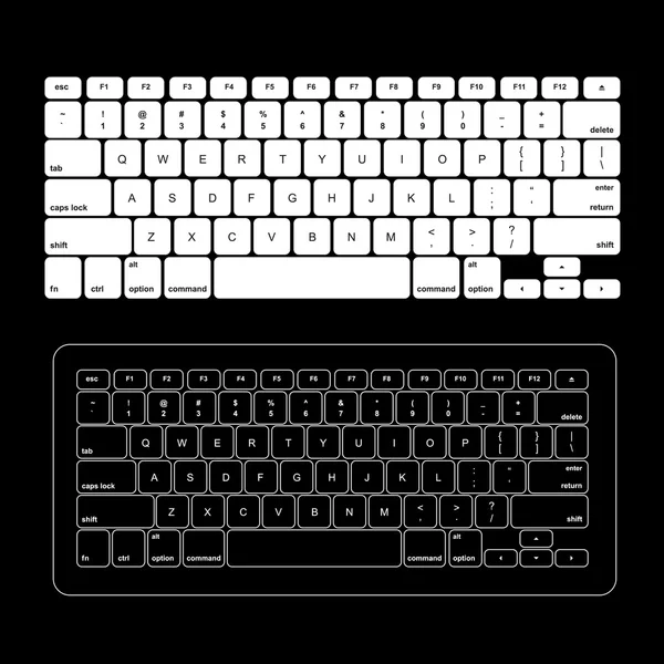 Clavier d'ordinateur noir et blanc — Image vectorielle