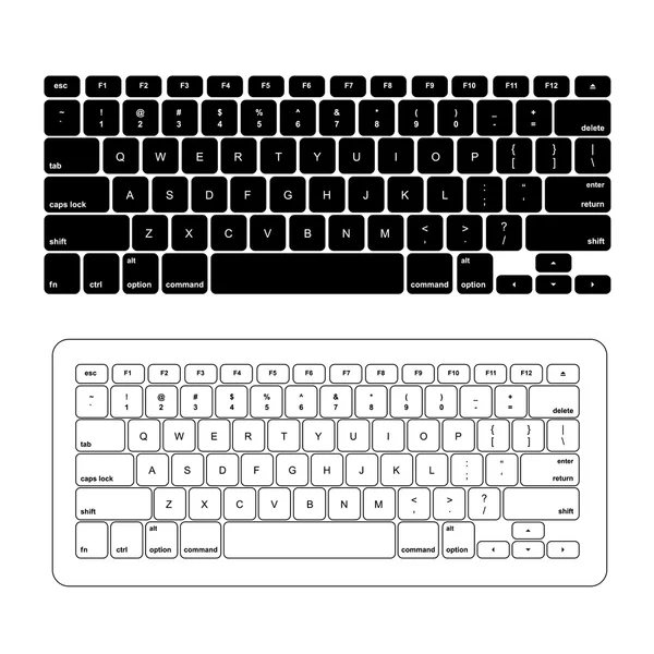 Computer keyboard black and white — Stock Vector