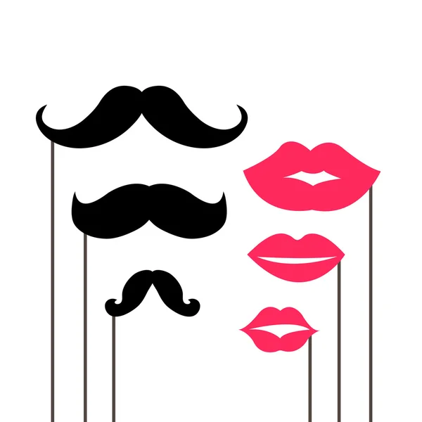 Ensemble de moustaches et de lèvres — Image vectorielle