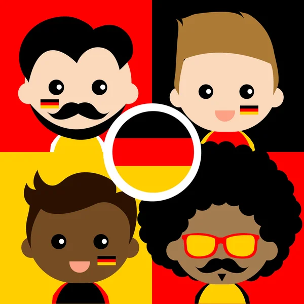 Group of happy German supporters — Stock Vector