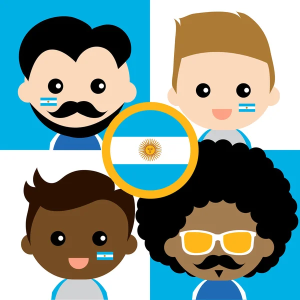 Group of happy Argentina supporters — Stock Vector