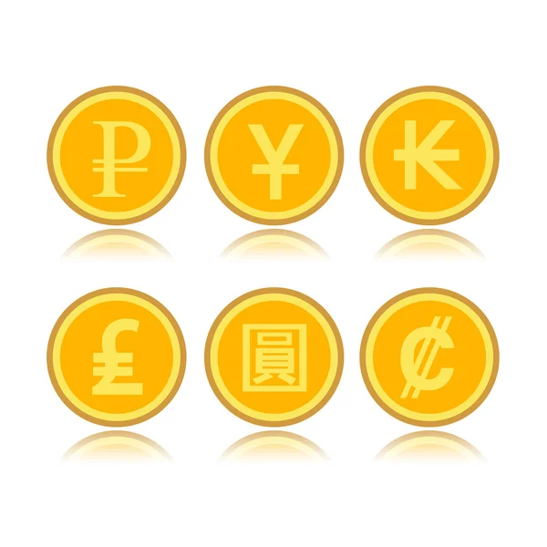 Set of foreign coins — Stock Vector