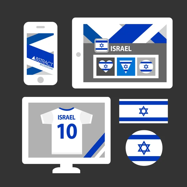 Set of Israel flag,  pattern background. — Stock Vector