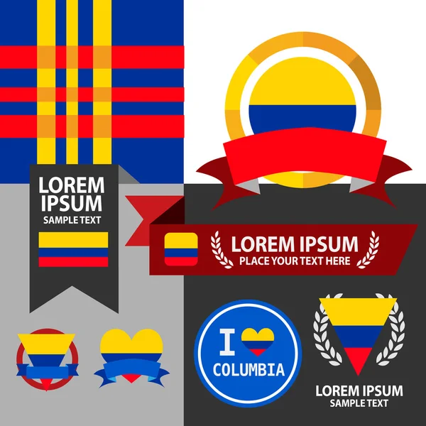 Set de Bandera de Columbia y fondo de patrón . — Vector de stock