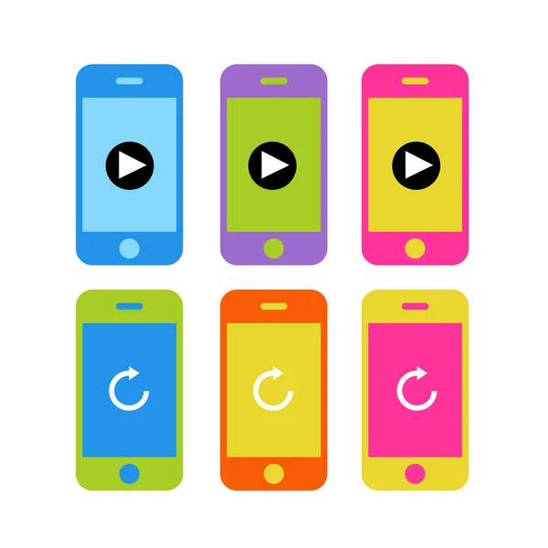 Aantal kleurrijke mobiele telefoons — Stockvector