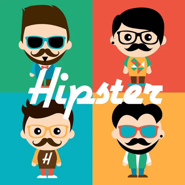 Linda ilustración de personajes en hipsters — Vector de stock