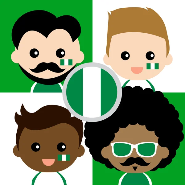 Group of happy Nigeria's supporters — Stock Vector