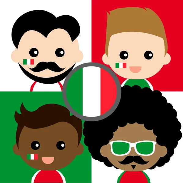 Groep gelukkig Italië's supporters — Stockvector