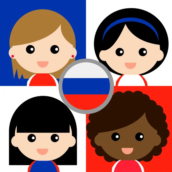 Groupe de partisans heureux de la Russie — Image vectorielle