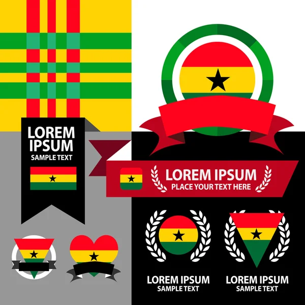 Набор флага и фона рисунка Ганы . — стоковый вектор