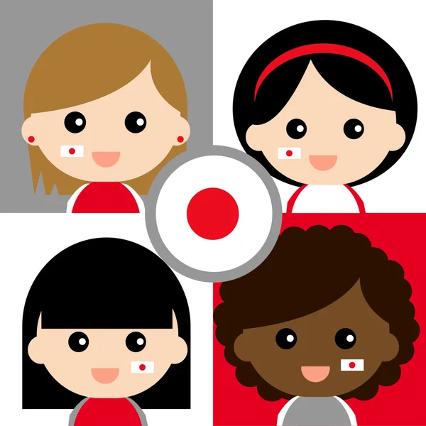 Group of happy Japan's supporters — Stock Vector