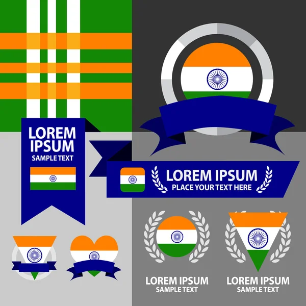 Készlet-ból indiai zászló, mintás háttérrel. — Stock Vector