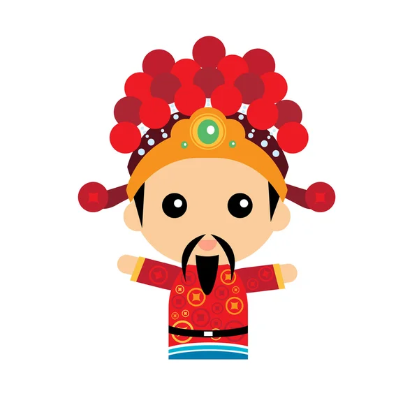 Chinese God of wealth on white background — Stock Vector