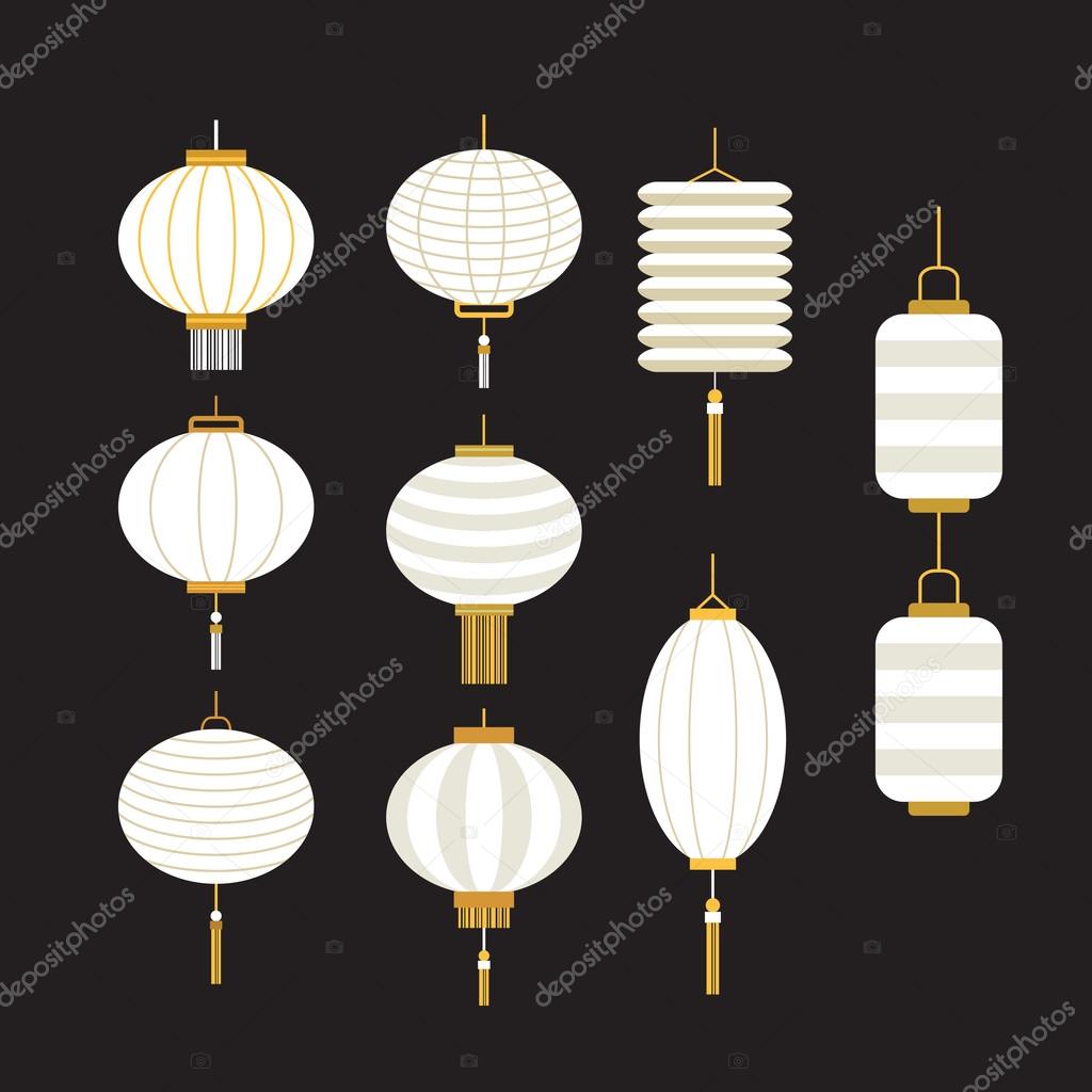 Collection of white Chinese lanterns