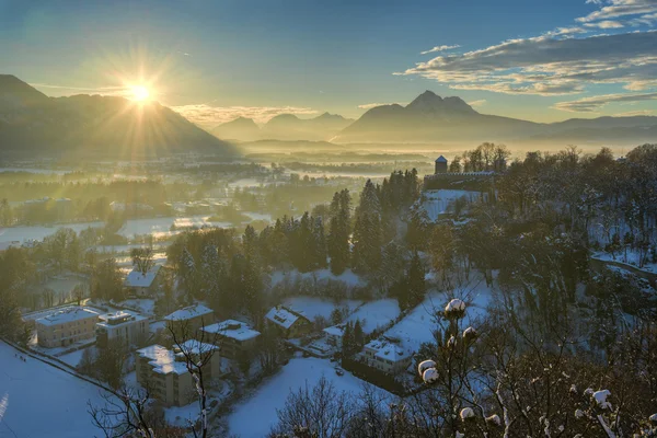 Vale na Áustria ao pôr do sol — Fotografia de Stock