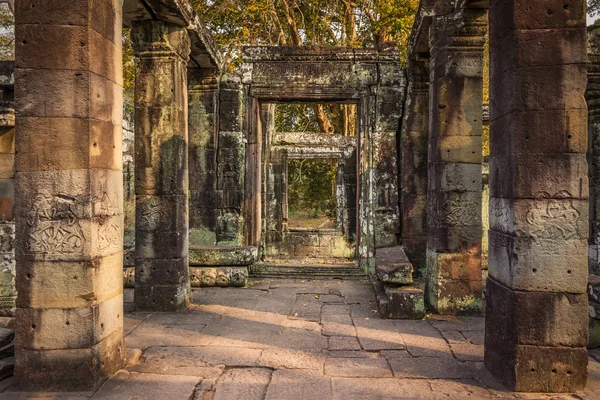 Παράθυρο στα ερείπια αρχαίου ναού του Preah Χαν — Φωτογραφία Αρχείου