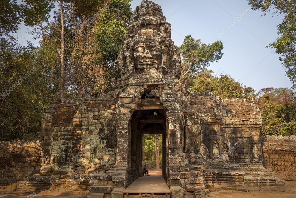 east entrance to the temple ruins of banteay kdei, angkor, siem