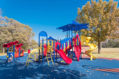 Doğa parkı yakınlarındaki canlı oyun parkında çiçek tepeciği, Teksas, ABD 'de renkli sonbahar yaprakları