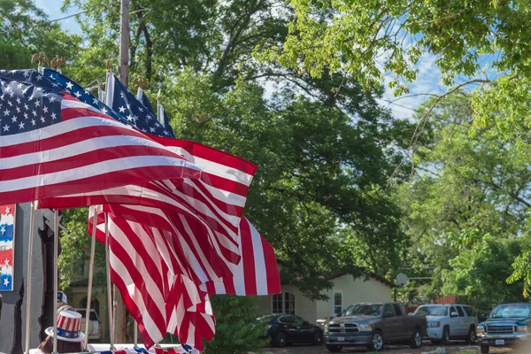 Proudly Display American Flags Peaceful Rally Residential Street Dallas Texas — Stock Photo, Image