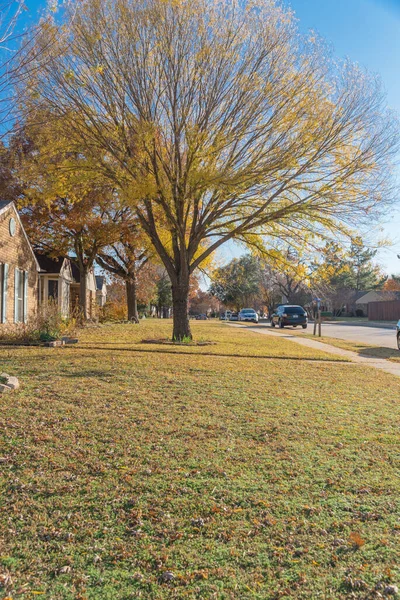 Typisches Vorstädtisches Eckhaus Mit Buntem Herbstlaub Einem Vorort Von Dallas — Stockfoto