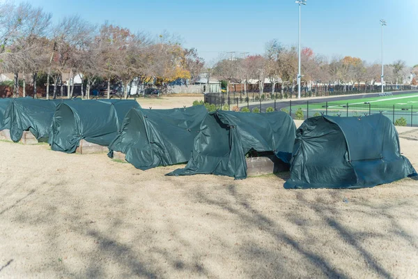 Zvýšená Zahrada Zimním Plastovým Krytem Základní Škole Nedaleko Dallasu Texasu — Stock fotografie