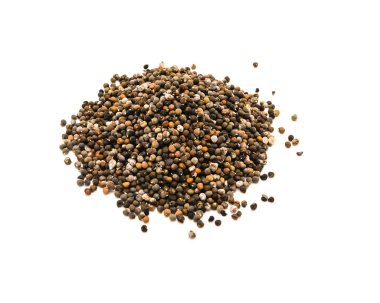 Beyaz arka planda izole edilmiş ev yapımı bamya tohumları. Organik ve tedavi edilmemiş bayanlar parmakları Okro, Abelmoschus esculentus, ochro ekime hazır.