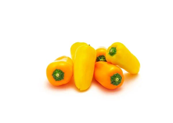 Grupo Vibrantes Mini Pimientos Dulces Amarillos Anaranjados Amarillos Aislados Sobre —  Fotos de Stock