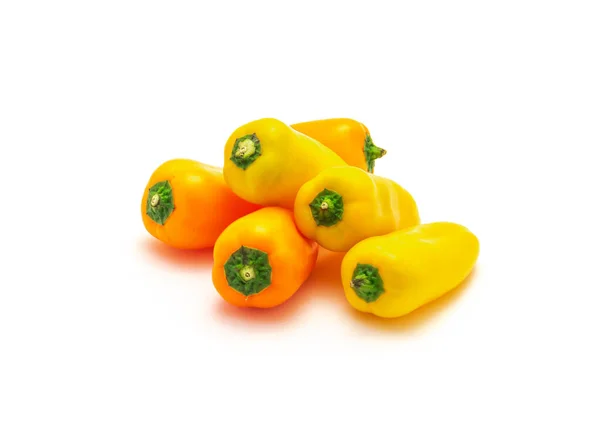 Group Vibrant Yellow Orange Yellow Mini Sweet Peppers Isolate White — Stock Photo, Image