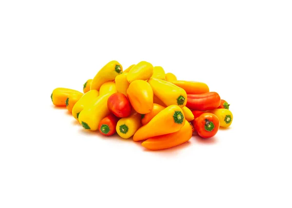 Haufen Lebhafter Roter Orangefarbener Und Gelber Mini Paprika Isolieren Sich — Stockfoto
