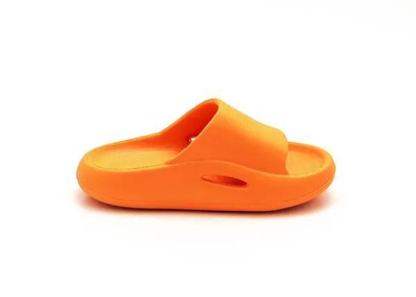 Orange Kudde Bild Sandal För Småbarn Isolerad Vit Bakgrund Skumgummiskor — Stockfoto