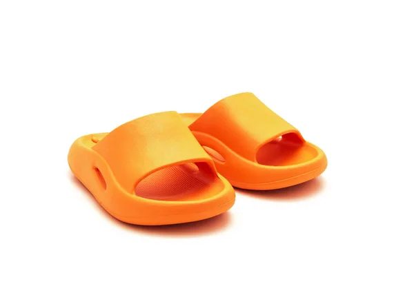 Ett Par Kuddfodral Sandaler För Småbarn Isolerad Vit Bakgrund Skumgummiskor — Stockfoto