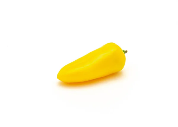 Ένα Ζωηρό Κίτρινο Mini Sweet Pepper Απομονώνει Λευκό Φόντο Μικροσκοπικές — Φωτογραφία Αρχείου