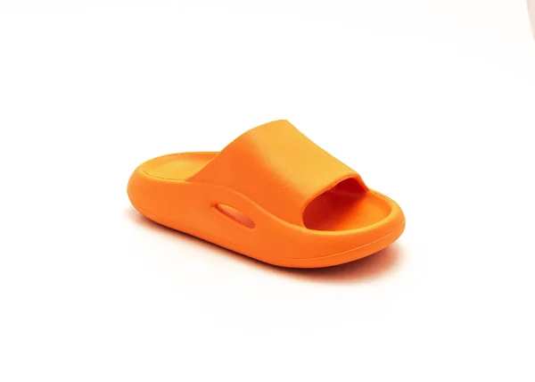 Une Sandale Glissière Oreiller Orange Pour Tout Petit Isolé Sur — Photo