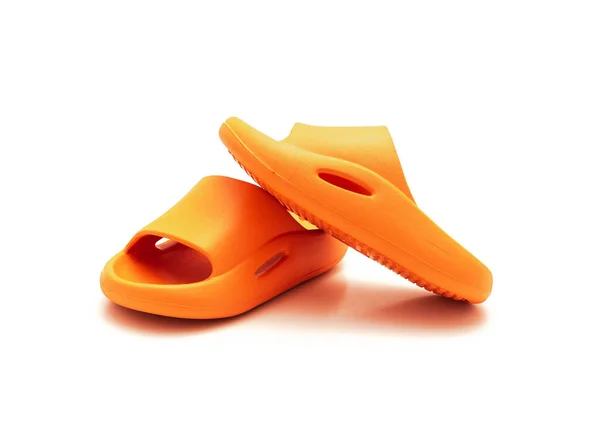 Ein Paar Kissen Slide Sandalen Für Kleinkinder Isoliert Auf Weißem — Stockfoto