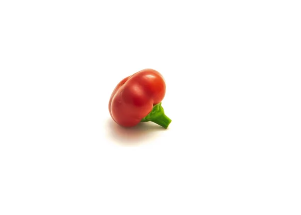 One Ripe Hot Cherry Pepper Pimiento Pimento Isolated White Background — Stock Photo, Image