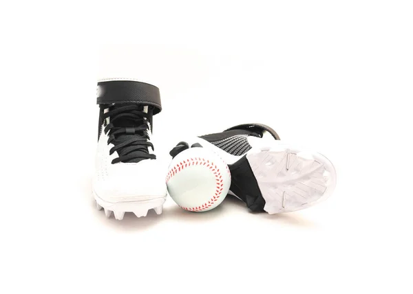 Baseball Cleats Baseball Shoes Kids Training Ball Isolated White Background — Stock Photo, Image