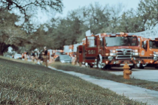 Abstrakt Suddig Brandman Rädda Brand Olycka Bostadshus Förorter Dallas Texas — Stockfoto